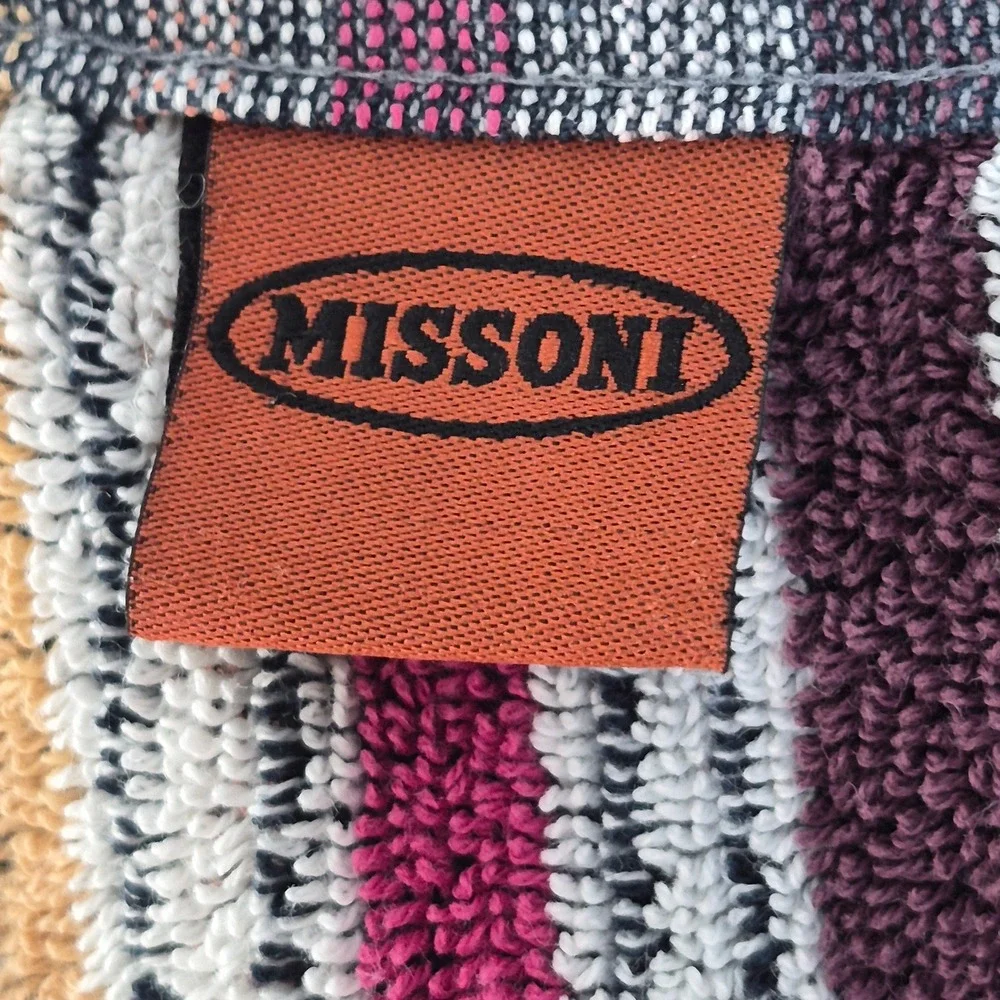 Missoni Home Bath Towel Set 4 Multicolor Jacquard Micro Plaid Grid Italy 55x35